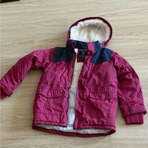 Kids' Fuchsia and Navy Hooded Puffer Jacket